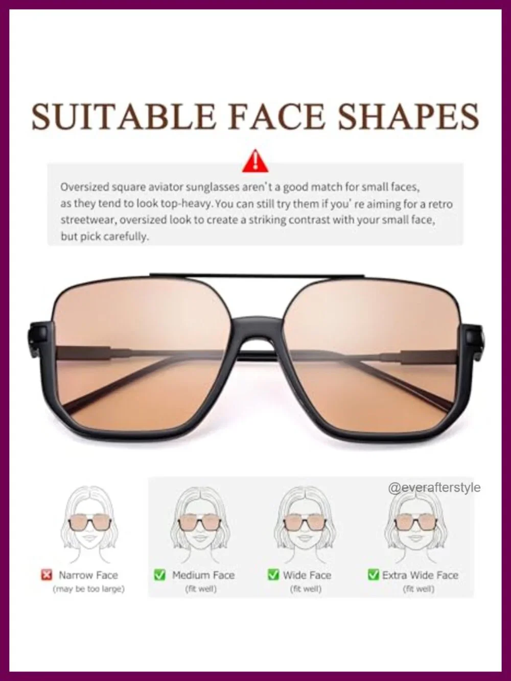 Retro Oversized Square Aviator Sunglasses with UV400 Protection